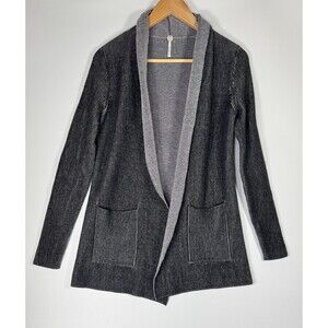 Margaret OLeary Cardigan‎ Womens Medium Gray Textured Knit Open Tunic Sweater